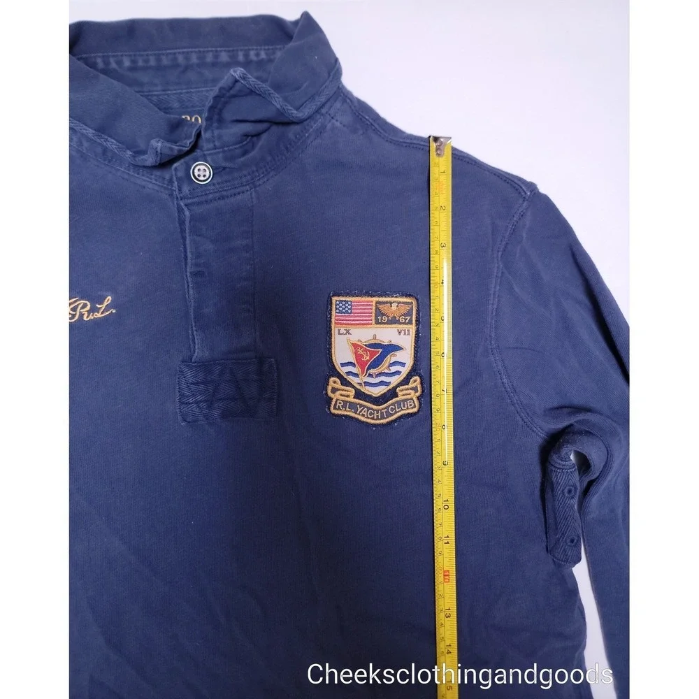 Polo Ralph Lauren RLYC Yacht Club Rugby LS Shirt size LARGE PREP Vintage Style